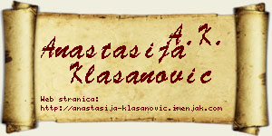 Anastasija Klasanović vizit kartica